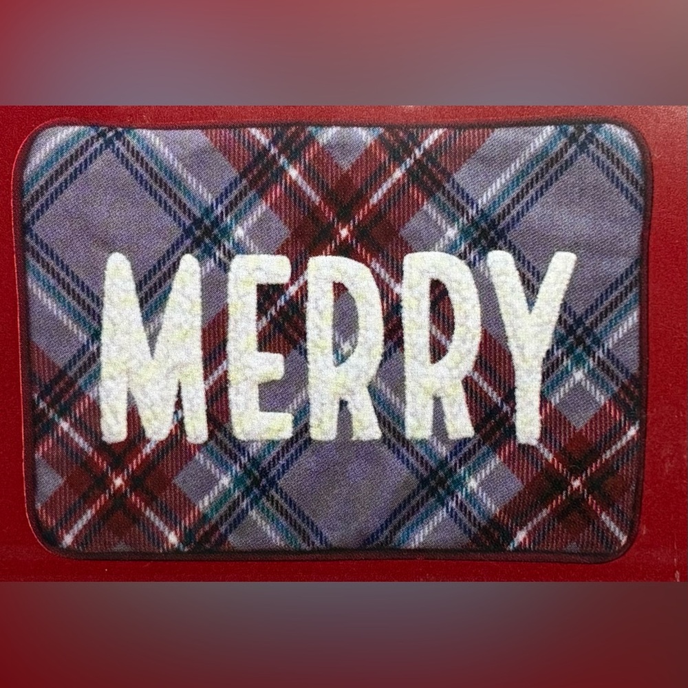 Festive Plaid 'Merry' Pillow Cover